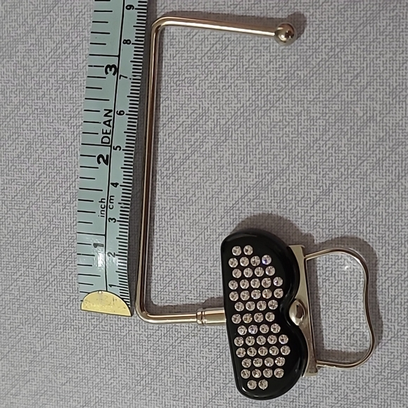 Antique Silver Plated Enamel/Rhinestone Handbag Table Hook - Picture 5 of 6